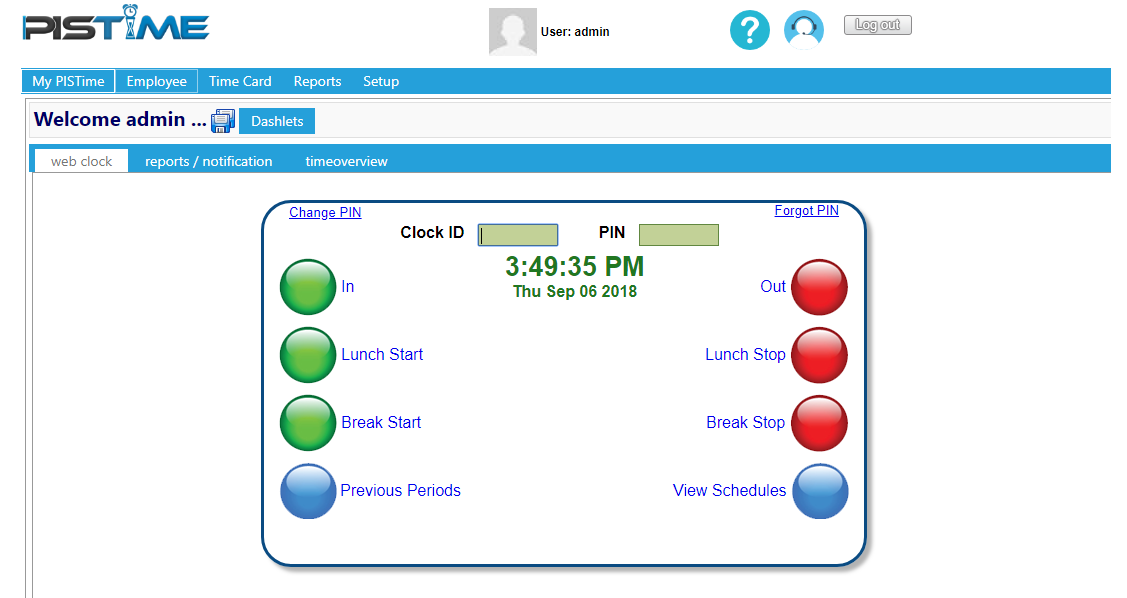 Web Based Time Clock - PISTime